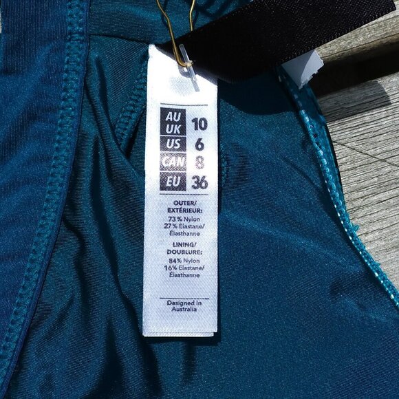 SEXY AQUA BLU Austrailia Peacock Ruffle Swim Top Women's Size 8 BNWT - Picture 7 of 15